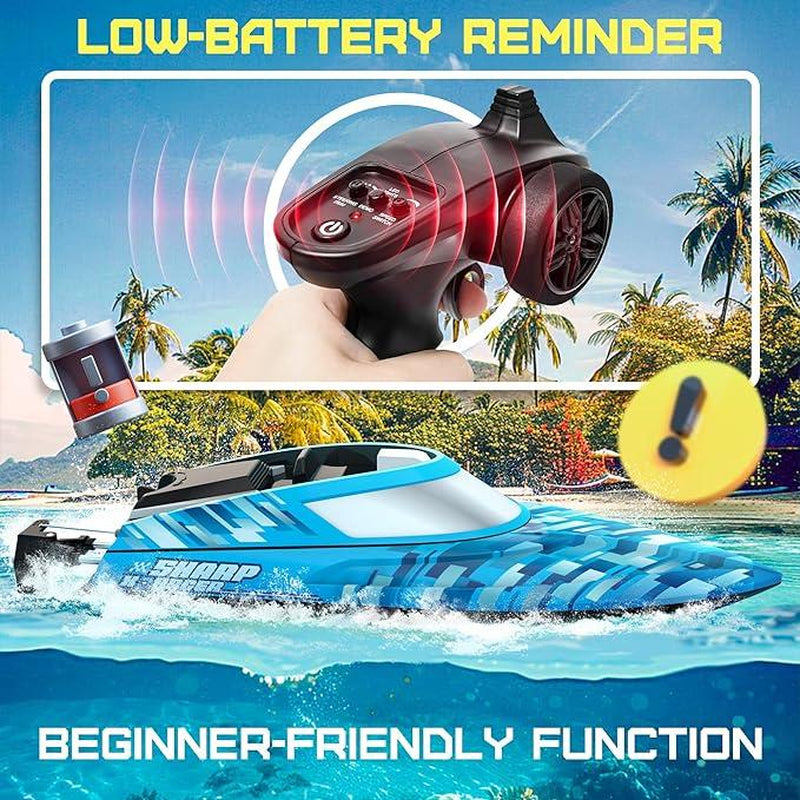 BEZGAR TX124 RC Boat, Brushless Remote Control Boat for Adults, Pool Toys and Water Toys, Fast Speed RC Boat 35+ KPH, Ideal Gifts for Children with 2000Mah Rechargeable Battery for Age 4+ Fast Speed RC Self-Righting Boat