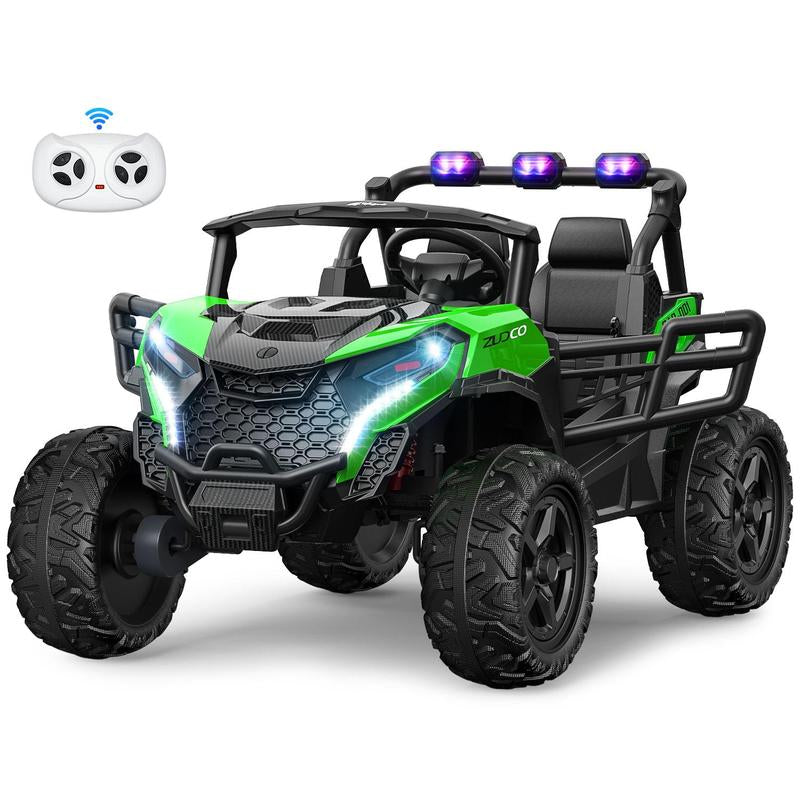 24V 2 Seater Ride on Car Truck, 4X200W, EVA Tires, 4WD/2WD, Rainbow Lights, Remote Control, Shock Absorbers, Bluetooth, Ride on UTV Toy for Kids Atv