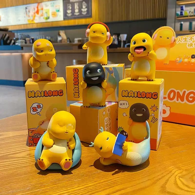 Nailong Dino Blind Box,Kawaii Cute Cartoon Yellow Dinosaur Figure Decor for Home Decor for Party Anime Gift Toys