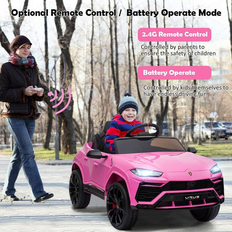 Coclub Lamborghini Urus 12V Electric Powered Ride on Car Toys for Girls Boys, Pink Kids Electric Vehicles Ride on Toys with Remote Control, Foot Pedal, MP3 Player and LED Headlights, CL61, Gift for Boys and Girls