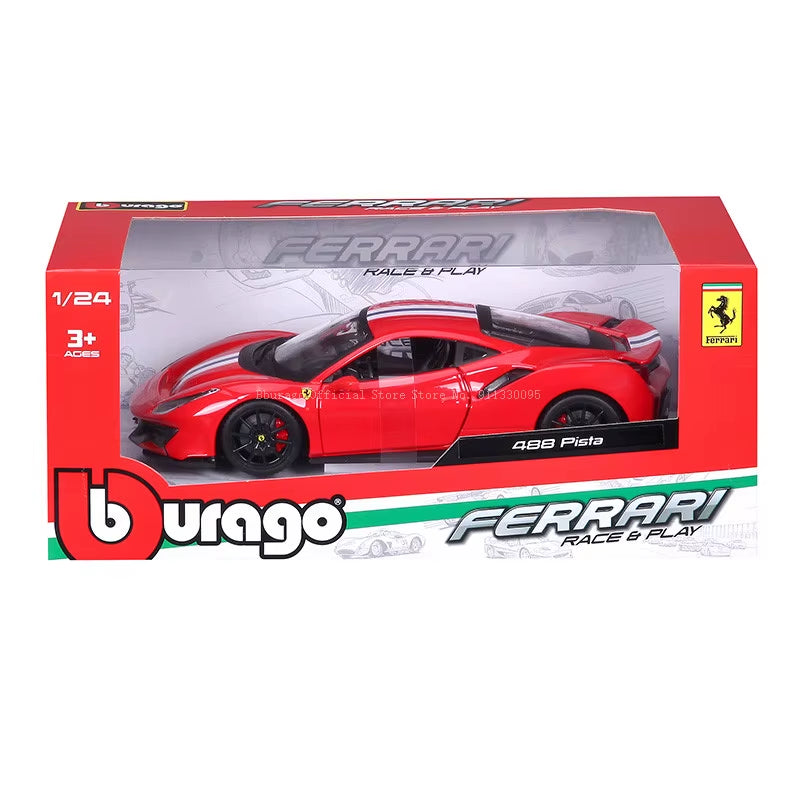 1:24 Scale Ferrari 488 PISTA STRADALE Alloy Luxury Vehicle Diecast Cars Model Toy Collection Gift