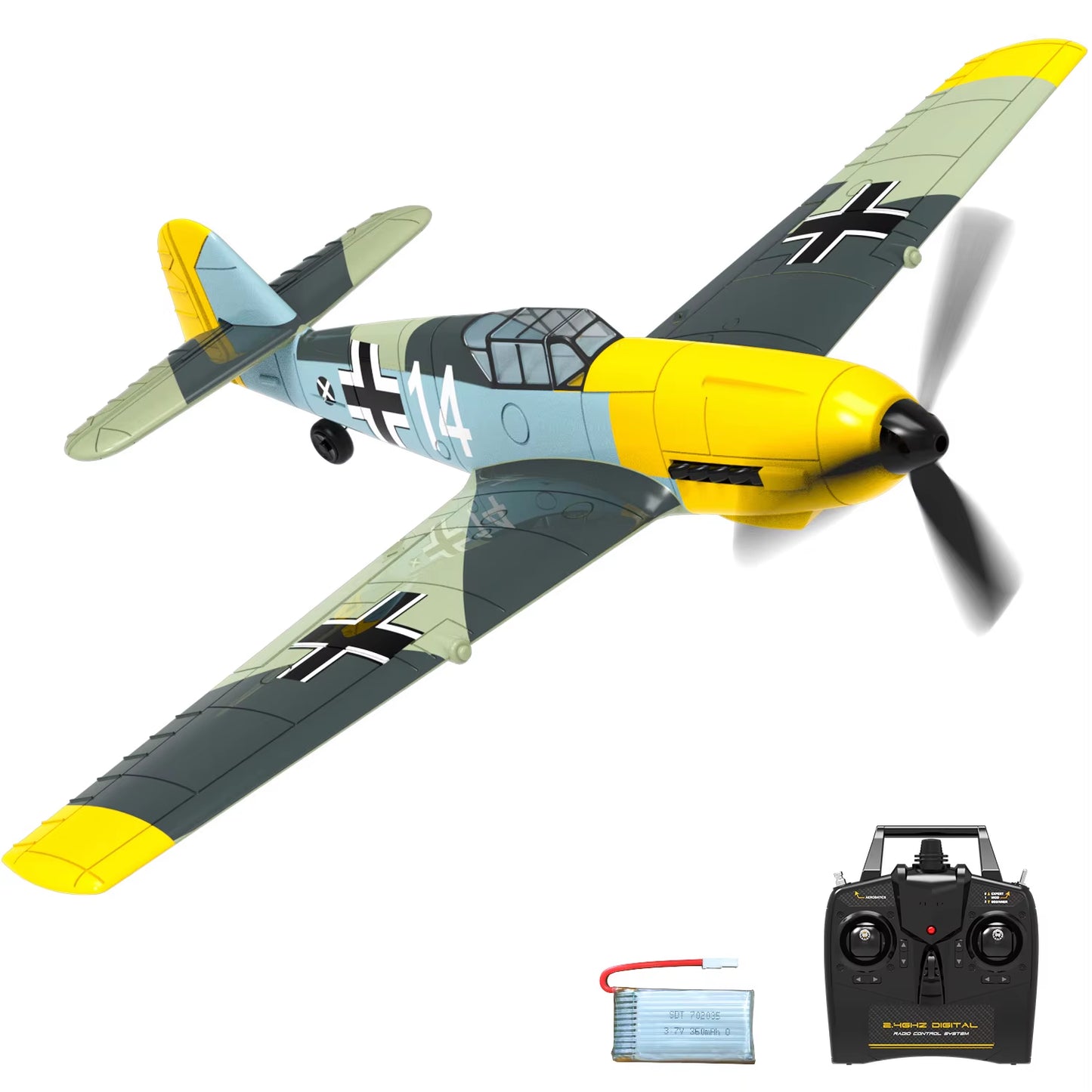 Volantex New Spitfire RC Plane EPP 400Mm Wingspan RC Fighter One Key Aerobatic 2.4G 4CH RTF Warbird Plane