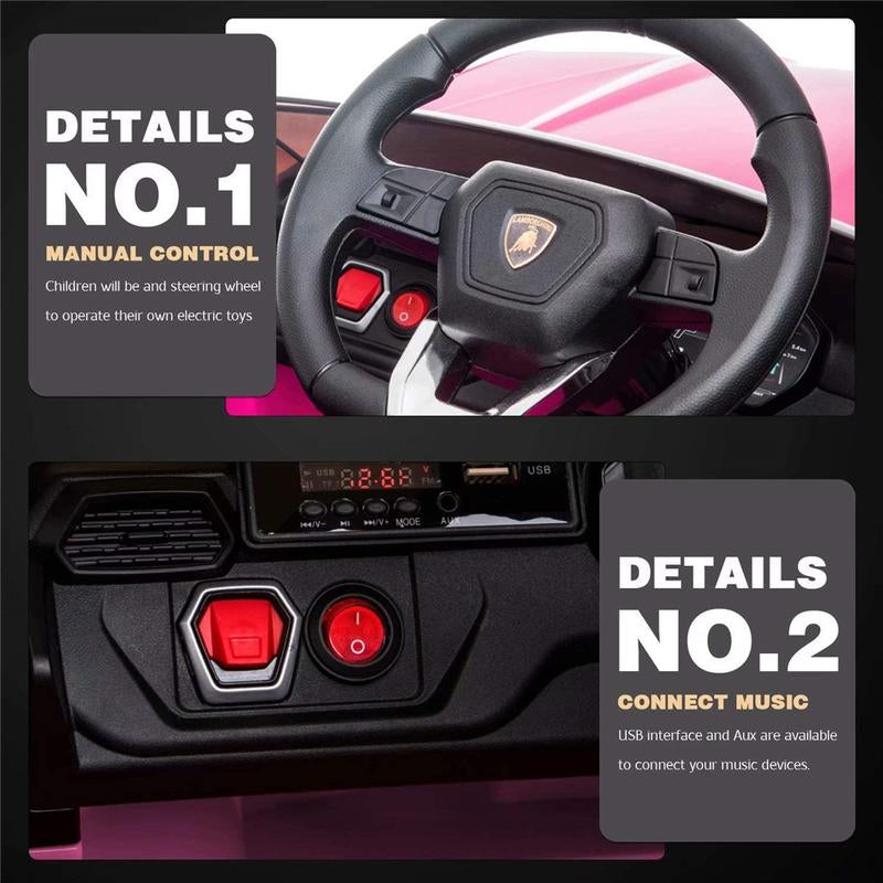Coclub Lamborghini Urus 12V Electric Powered Ride on Car Toys for Girls Boys, Pink Kids Electric Vehicles Ride on Toys with Remote Control, Foot Pedal, MP3 Player and LED Headlights, CL61, Gift for Boys and Girls