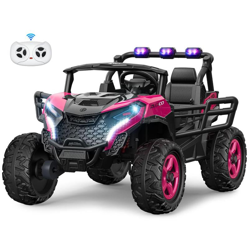 24V 2 Seater Ride on Car Truck, 4X200W, EVA Tires, 4WD/2WD, Rainbow Lights, Remote Control, Shock Absorbers, Bluetooth, Ride on UTV Toy for Kids Atv