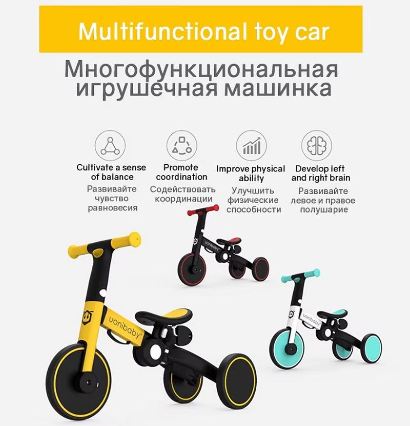 Lazychild Tricycle for Kids Hot 5-In-1 Infant Trike Foldable Baby Balance Bike Kick Scooter Child Stroller Gift for 1-6 Years