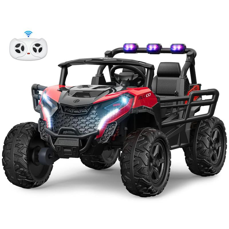 24V 2 Seater Ride on Car Truck, 4X200W, EVA Tires, 4WD/2WD, Rainbow Lights, Remote Control, Shock Absorbers, Bluetooth, Ride on UTV Toy for Kids Atv