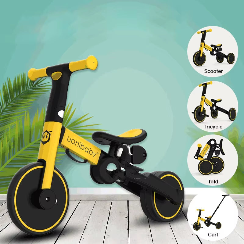 Lazychild Tricycle for Kids Hot 5-In-1 Infant Trike Foldable Baby Balance Bike Kick Scooter Child Stroller Gift for 1-6 Years