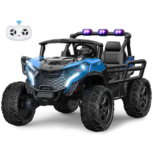 24V 2 Seater Ride on Car Truck, 4X200W, EVA Tires, 4WD/2WD, Rainbow Lights, Remote Control, Shock Absorbers, Bluetooth, Ride on UTV Toy for Kids Atv